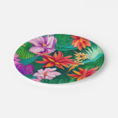 熱帯カラフル花パターン ペーパープレート (アングル)