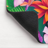 熱帯カラフル花パターン マウスパッド (コーナー)