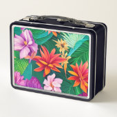 熱帯カラフル花パターン メタルランチボックス (裏面)