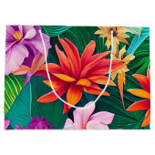 熱帯カラフル花パターン ラージペーパーバッグ (裏面)