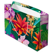 熱帯カラフル花パターン ラージペーパーバッグ (裏面アングル)