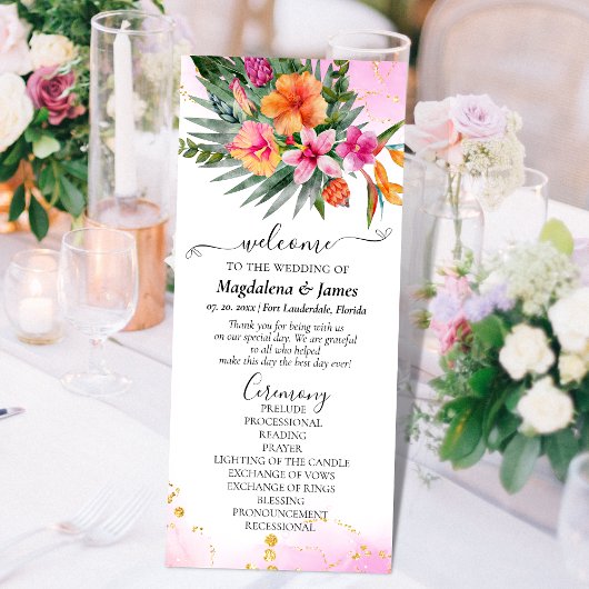 熱帯カラフル花ピンク結婚オレンジ プログラム