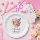 熱帯カラフル花ブライダルシャワー ペーパープレート (パーティー)