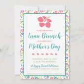 熱帯カラフル花ブランチルアウ（ハワイ式宴会）マザーズ日 招待状 (正面)