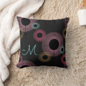 熱帯カラフル花ミニマル柄イニシャル クッション (ブランケット)