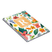 熱帯カラフル花モノグラパーソナライズされたム ノートブック (右側)