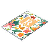 熱帯カラフル花モノグラパーソナライズされたム ノートブック (左側)