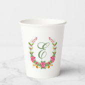 熱帯カラフル花リースモノグラム 紙コップ (裏面)