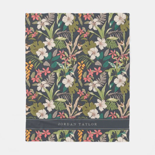 熱帯カラフル花柄 フリースブランケット (正面)