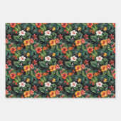 熱帯カラフル花模様 ラッピングペーパーシート (正面3)