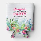 熱帯カラフル花水彩色 缶クーラー (正面)