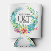 熱帯カラフル花結婚のリース 缶クーラー (正面)