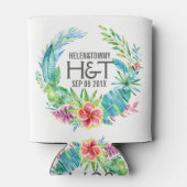 熱帯カラフル花結婚のリース 缶クーラー (裏面)