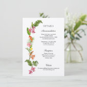 熱帯カラフル花結婚の詳細 エンクロージャーカード (スタンド正面)