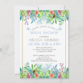 熱帯カラフル花金ゴールドアクセント 招待状 (正面)