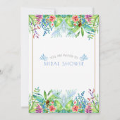 熱帯カラフル花金ゴールドアクセント 招待状 (裏面)