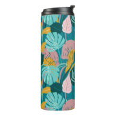熱帯カラフル葉と花の模様 タンブラー (回転左)
