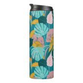 熱帯カラフル葉と花の模様 タンブラー (回転右)