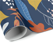 熱帯カラフル葉と花の模様 ラッピングペーパー (ロールコーナー)