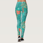熱帯カラフル葉と花の模様 レギンス (裏面)