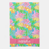 熱帯カラフル魚の模様パーソナライズされた キッチンタオル (縦)