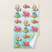 熱帯カラフル魚 バスタオルセット (ハンドタオル)