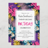 熱帯カラフル鮮やか金ゴールド植物 招待状 (正面/裏面)