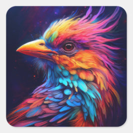 熱帯カラフル鳥 スクエアシール