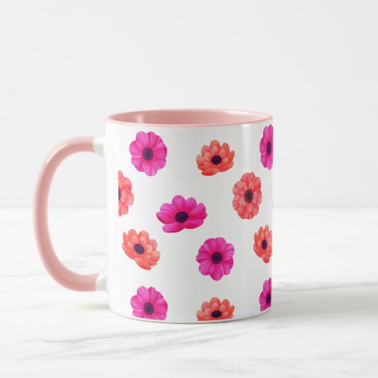 熱帯カラフル3D春の花パターン マグカップ (左)