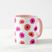熱帯カラフル3D春の花パターン マグカップ (正面右)