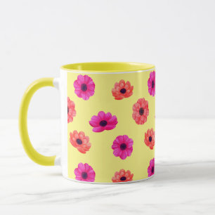 熱帯カラフル3D春の花パターン マグカップ