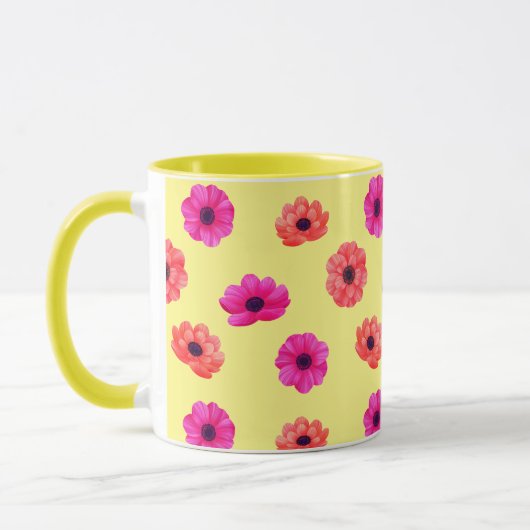 熱帯カラフル3D春の花パターン マグカップ (左)