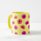 熱帯カラフル3D春の花パターン マグカップ (正面左)