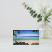熱帯カリブのビーチの島の眺めの名刺 名刺 (スタンド正面)