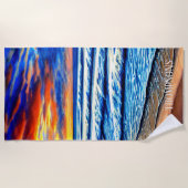 熱帯カリブの夕日の澄ん海 ビーチタオル (正面)