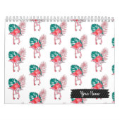 熱帯カワイおもしろいトフラミンゴ水彩模様Ca カレンダー (カバー)