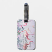 熱帯カワイイファミリーピンクフラミンゴス水彩 ラゲッジタグ (裏面縦)