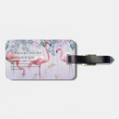 熱帯カワイイファミリーピンクフラミンゴス水彩 ラゲッジタグ (裏面横)