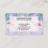 熱帯カワイイファミリーピンクフラミンゴス水彩  名刺 (裏面)