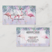 熱帯カワイイファミリーピンクフラミンゴス水彩  名刺 (正面/裏面)