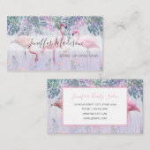 熱帯カワイイファミリーピンクフラミンゴス水彩   名刺 (正面/裏面)