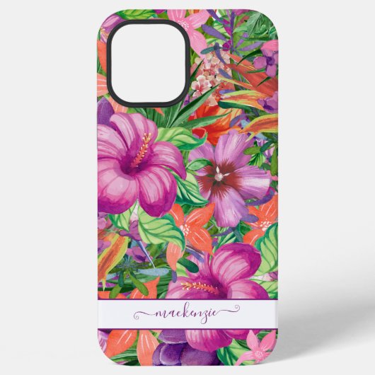 熱帯ガーリーかわいらし花の模様 iPhoneケース (裏面)