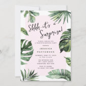 熱帯ガーリー夏アダルトサプライズ誕生日 招待状 (正面)