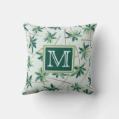 熱帯キツネの尾のやし|はあなたのイニシャルを加えます クッション (裏面)