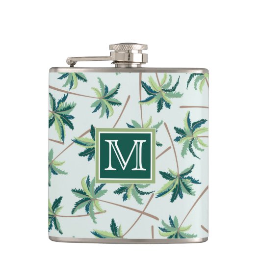 熱帯キツネの尾のやし|はあなたのイニシャルを加えます フラスク (正面)