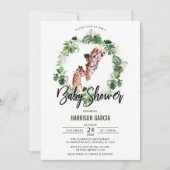 熱帯キリンとベビージャングルの赤ちゃんシャワー 招待状 (正面)