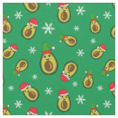 熱帯クリスマスアボカドと雪片 ファブリック (クローズアップ)