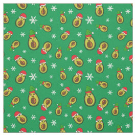 熱帯クリスマスアボカドと雪片 ファブリック