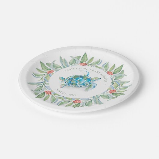 熱帯クリスマスウミガメ赤ちゃんシャワー ペーパープレート (アングル)