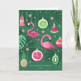 熱帯クリスマスオーナメントカスタム写真折り畳み カード